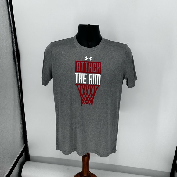 Under Armour Gray Tee with Red and White Graphic - Picture 1 of 1